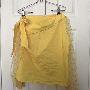 SHEIN Yellow Cold Shoulder with Sheer Polka Dot Sleeves - size large